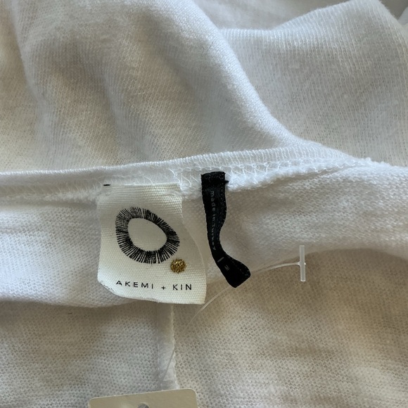 NWT Anthropologie Akemi + Kin White Tank Top Linen Blend Lightweight Flowy Med - Picture 7 of 8